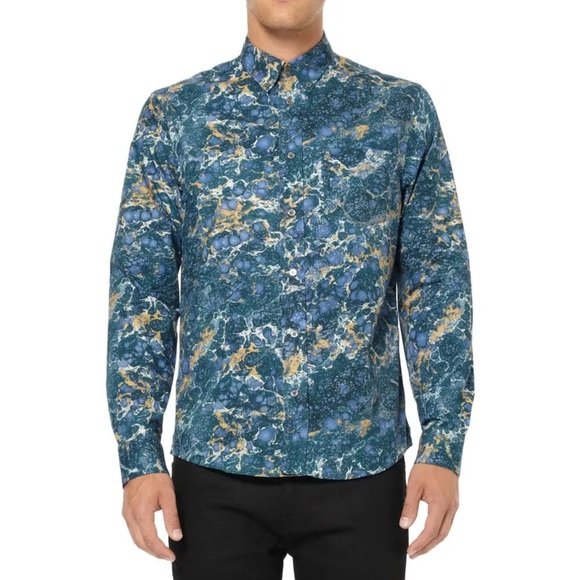 Acne Studios Isherwood Marble Print Shirt - Picture 1 of 5